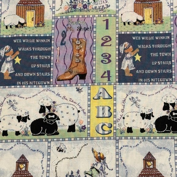 Vintage Cotton Fabric NURSERY RHYMES 1.3 yards - Picture 2 of 5